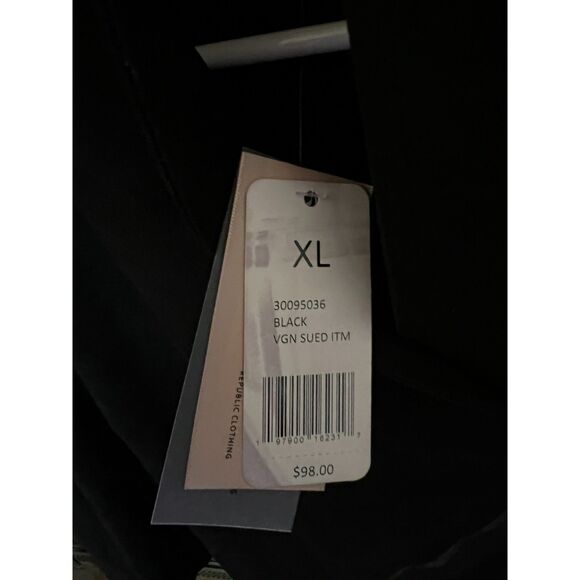 Philosophy Republic Black Faux Suede Moto Jacket Women’s XL Asymmetrical Zip NWT - Picture 4 of 5